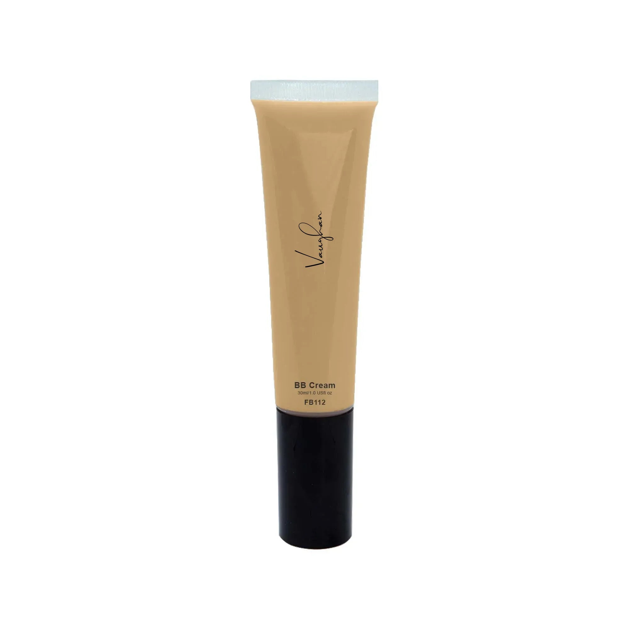 Tube of BB cream with a black base on a white background