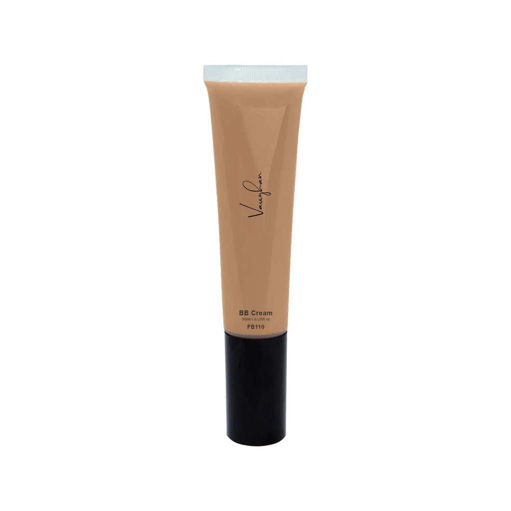 Tube of BB cream with a black base on a white background