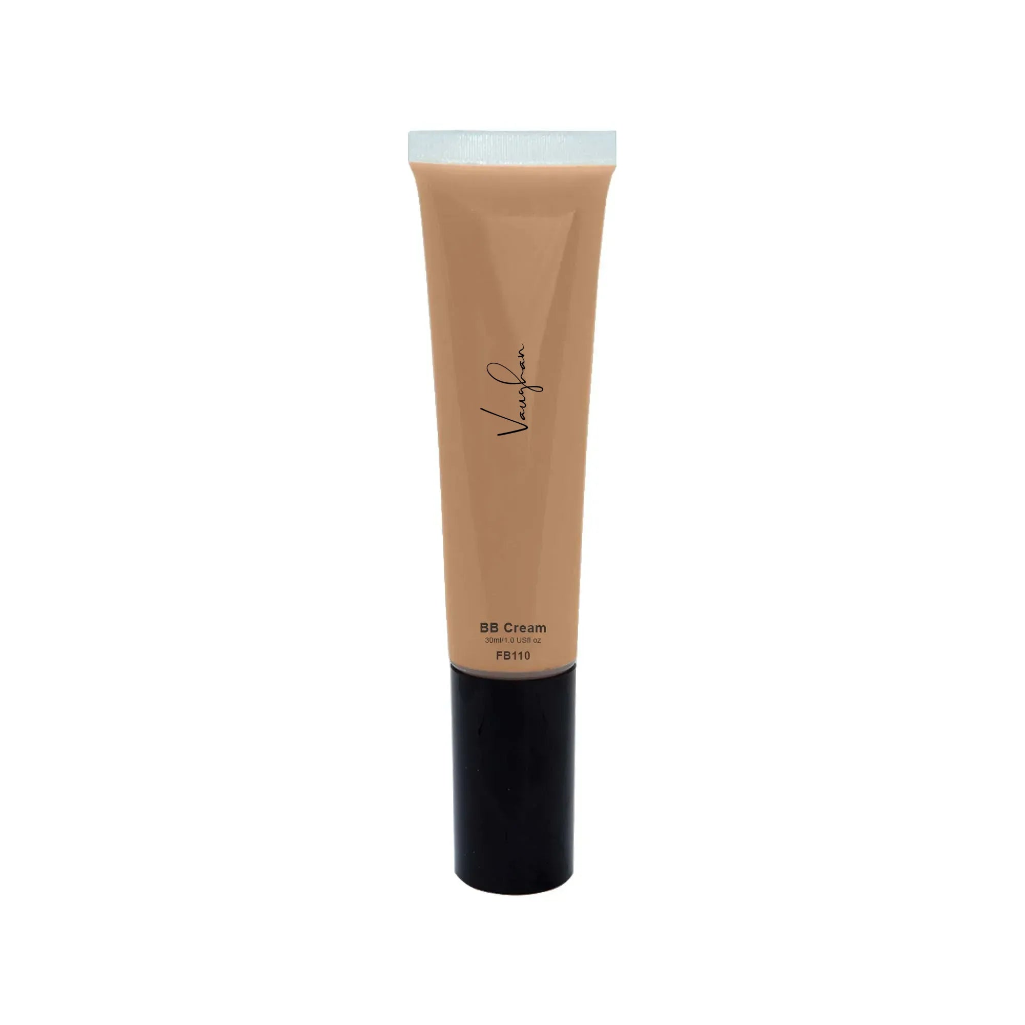Tube of BB cream with a black base on a white background
