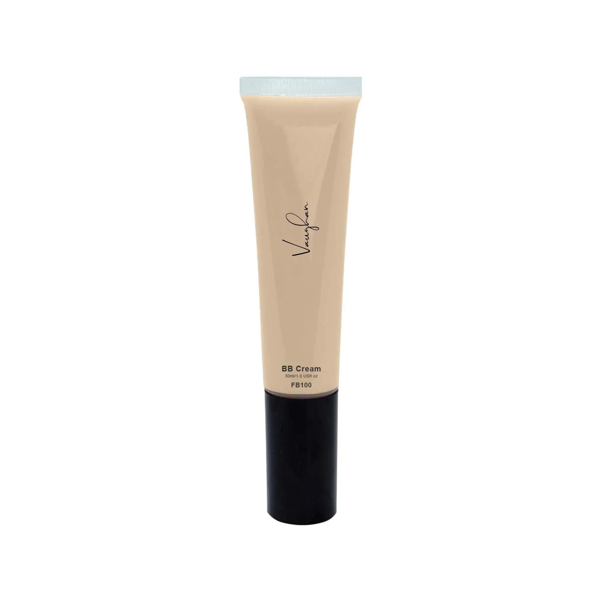 Tube of BB cream with a black base on a white background