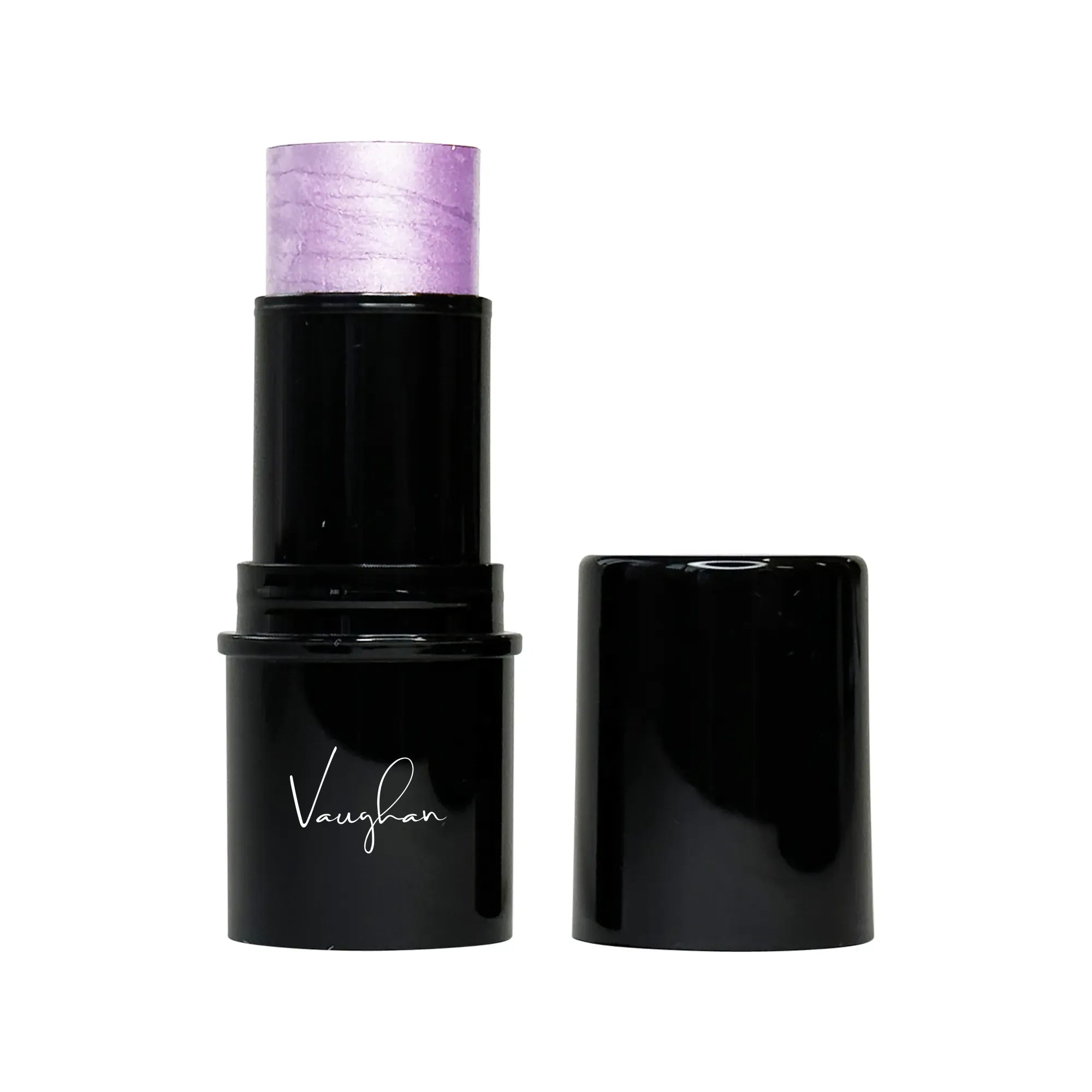Black lipstick with purple cap on a white background