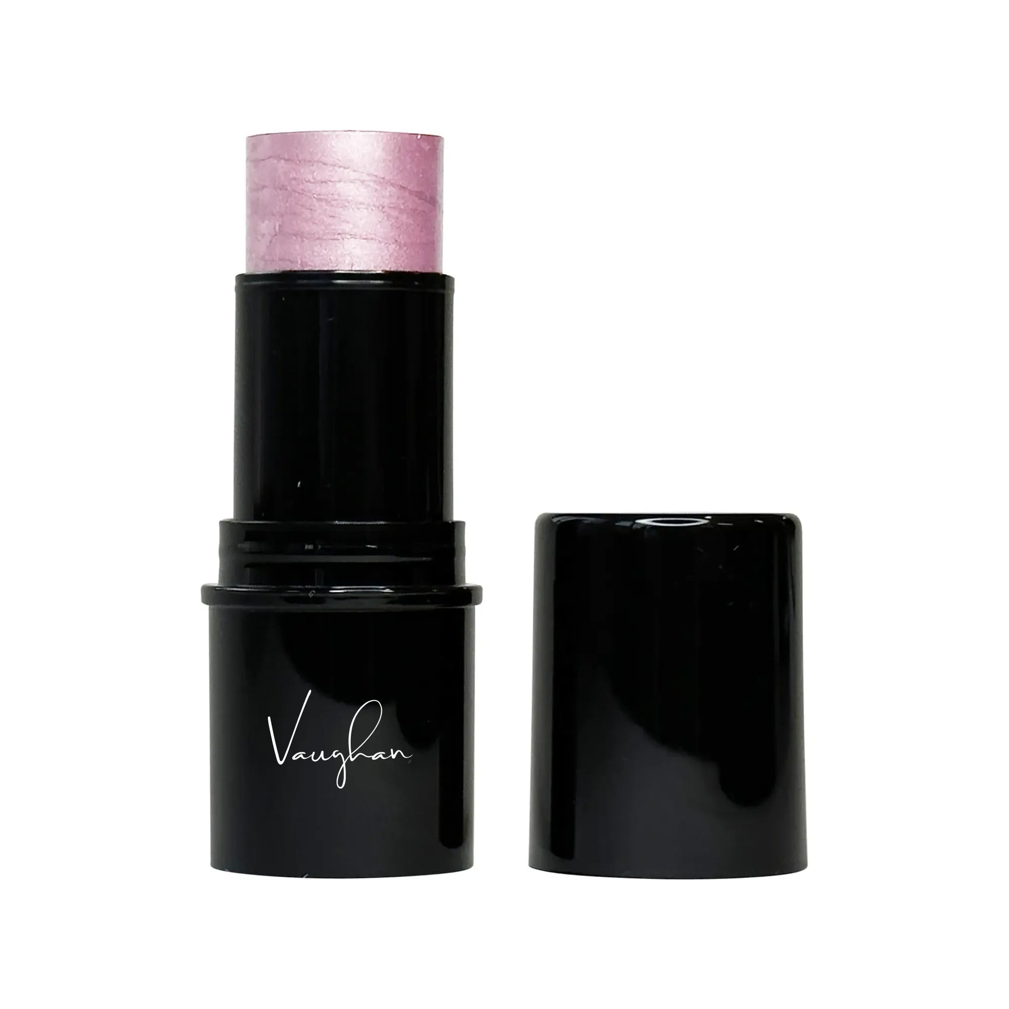 Black lipstick with pink cap on a white background