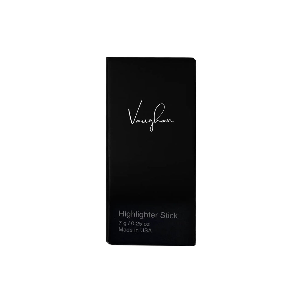 Black highlighter stick packaging with 'Vaughan' branding on a white background