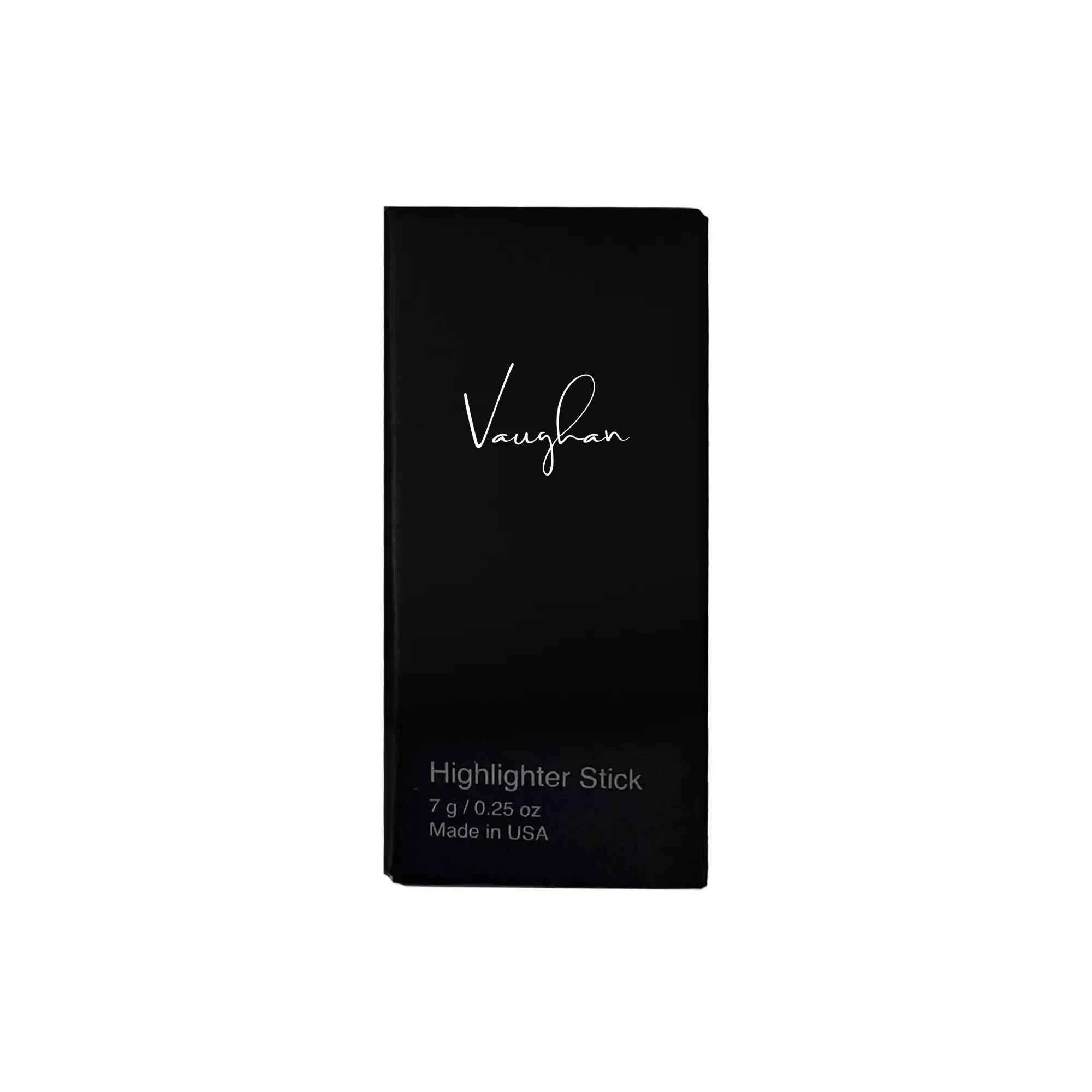 Black highlighter stick packaging with 'Vaughan' branding on a white background